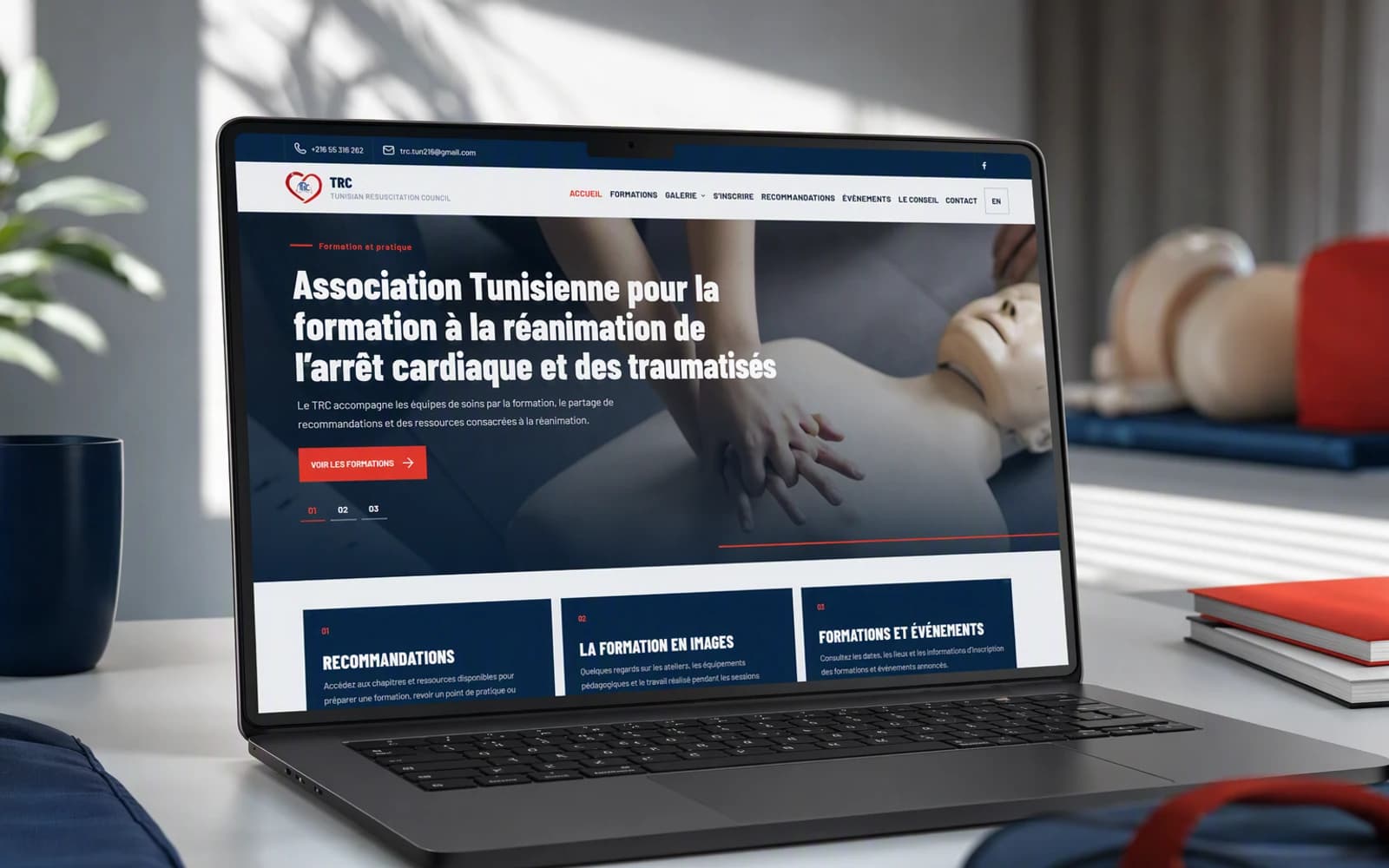 Tunisian Resuscitation Council Website interface